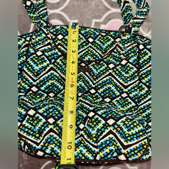 Vera Bradley Blue Black Green Mosaic Geometric Print Quilted Shoulder Bag - Picture 4 of 7